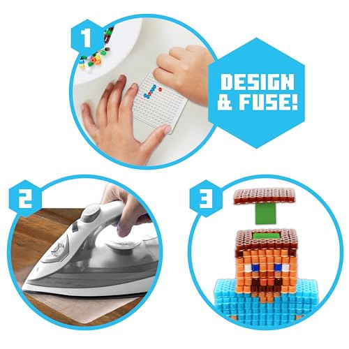 MINECRAFT PIXEL CREATIONS KIT DE CUENTAS DE 2500 CUENTAS CON TABLEROS DE CLAVIJAS Y PLANTILLAS - 4