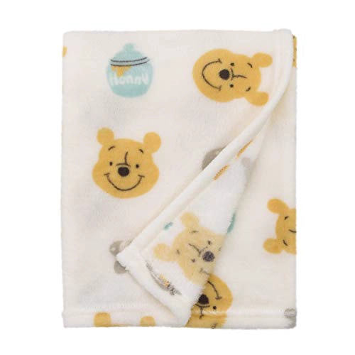 DISNEY WINNIE THE POOH MANTA DE FELPA SUPERSUAVE PARA BEBE  EN COLOR MARFIL AMARILLO Y AGUAMARINA - 1