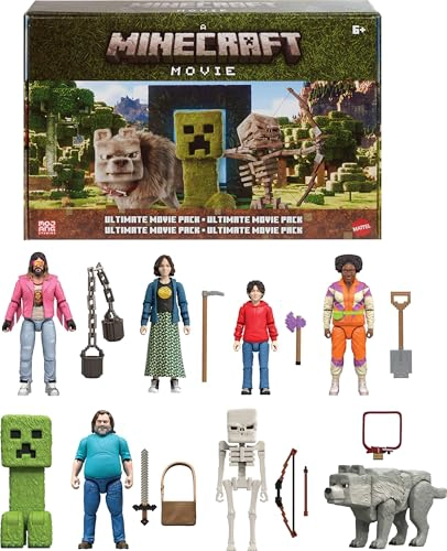 MATTEL MINECRAFT ULTIMATE MOVIE PACK CON 8 FIGURAS DE ACCION Y 8 ACCESORIOS INCLUYENDO STEVE - 1