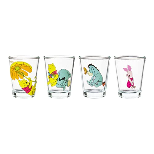 SILVER BUFFALO DISNEY WINNIE THE POOH RETRO GROOVY CON EEYORE Y PIGLET JUEGO DE 4 MINI VASOS - 2