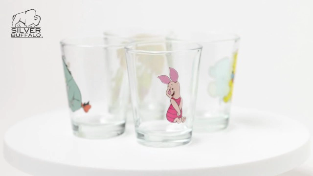 SILVER BUFFALO DISNEY WINNIE THE POOH RETRO GROOVY CON EEYORE Y PIGLET JUEGO DE 4 MINI VASOS - 7