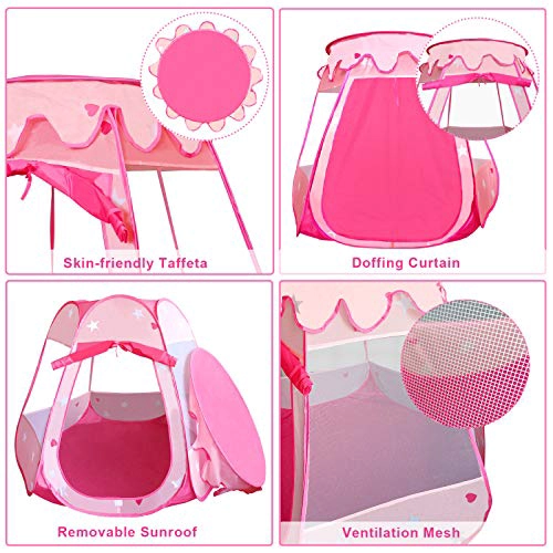 TIENDA DE CAMPAÑA DESPLEGABLE DE PRINCESA CON LUCES DE ESTRELLAS COLORIDAS PARA REGALO - 2