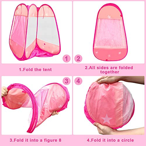 TIENDA DE CAMPAÑA DESPLEGABLE DE PRINCESA CON LUCES DE ESTRELLAS COLORIDAS PARA REGALO - 6