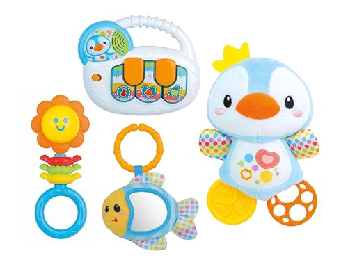 WINFUN JUEGO DE REGALO PARA BEBE  RECIE N NACIDO TECLADO MUSICAL CON LUCES Y MELODIAS PINGINO - 1