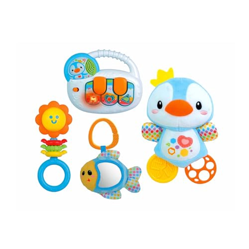 WINFUN JUEGO DE REGALO PARA BEBE  RECIE N NACIDO TECLADO MUSICAL CON LUCES Y MELODIAS PINGINO - 2