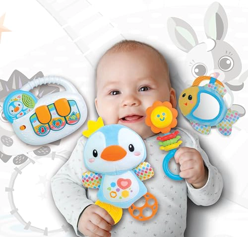WINFUN JUEGO DE REGALO PARA BEBE  RECIE N NACIDO TECLADO MUSICAL CON LUCES Y MELODIAS PINGINO - 3