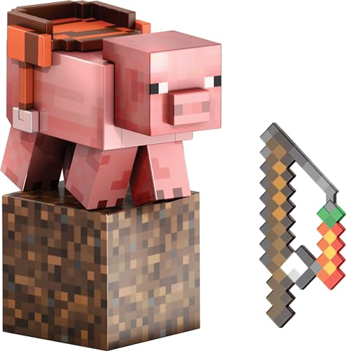 MATTEL MINECRAFT DIAMOND LEVEL PIG FIGURA DE ACCION CON 4 ACCESORIOS JUEGO COLECCIONABLE EN ESCALA - 1