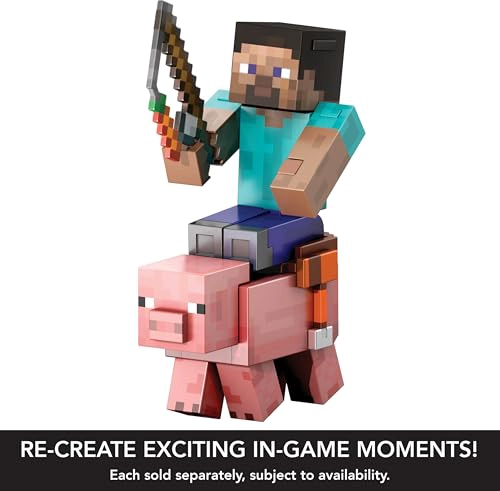 MATTEL MINECRAFT DIAMOND LEVEL PIG FIGURA DE ACCION CON 4 ACCESORIOS JUEGO COLECCIONABLE EN ESCALA - 5