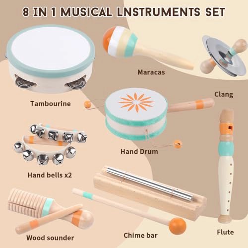 INSTRUMENTOS MUSICALES PARA NIÑOS PEQUEÑOS JUGUETES MUSICALES DE MADERA MONTESSORI PARA BEBE S DE 13 - 2