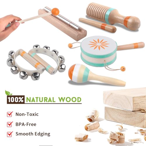 INSTRUMENTOS MUSICALES PARA NIÑOS PEQUEÑOS JUGUETES MUSICALES DE MADERA MONTESSORI PARA BEBE S DE 13 - 4