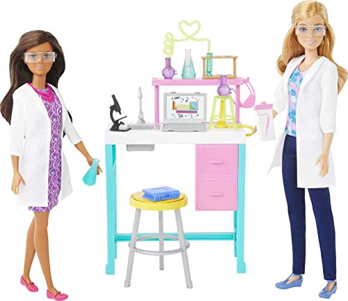 BARBIE JUEGO DE LABORATORIO CIENTIFICO CON 2 MUÑECAS BANCO DE LABORATORIO Y MAS DE 10 ACCESORIOS - 1