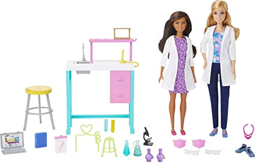 BARBIE JUEGO DE LABORATORIO CIENTIFICO CON 2 MUÑECAS BANCO DE LABORATORIO Y MAS DE 10 ACCESORIOS - 2