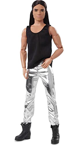 BARBIE SIGNATURE LOOKS MUÑECA KEN PELO LARGO MORENO MUÑECA DE MODA TOTALMENTE POSABLE CON CAMISETA - 1