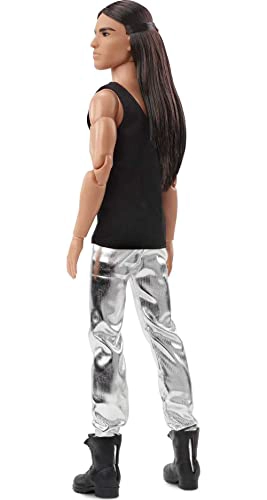 BARBIE SIGNATURE LOOKS MUÑECA KEN PELO LARGO MORENO MUÑECA DE MODA TOTALMENTE POSABLE CON CAMISETA - 5