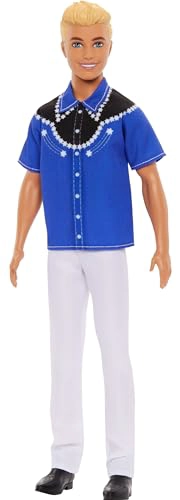 BARBIE FASHIONISTAS KEN DOLL 226 CON CAMISA OCCIDENTAL EXTRAIBLE PANTALONES Y BOTAS MUÑECA RUBIA - 1