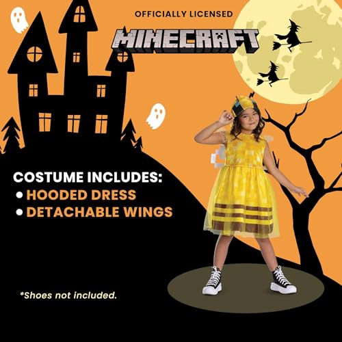 MINECRAFT DISFRAZ DE ABEJA PARA NIÑOS DISFRAZ OFICIAL DE MINECRAFT CON CAPUCHA Y ALAS TALLA - 6