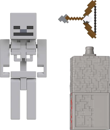 MATTEL MINECRAFT TOYS FIGURA DE ACCION DE ESQUELETO CON ACCESORIO Y PIEZA DE CONSTRUCCION REDSTONE - 3