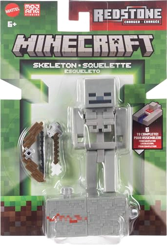 MATTEL MINECRAFT TOYS FIGURA DE ACCION DE ESQUELETO CON ACCESORIO Y PIEZA DE CONSTRUCCION REDSTONE - 6