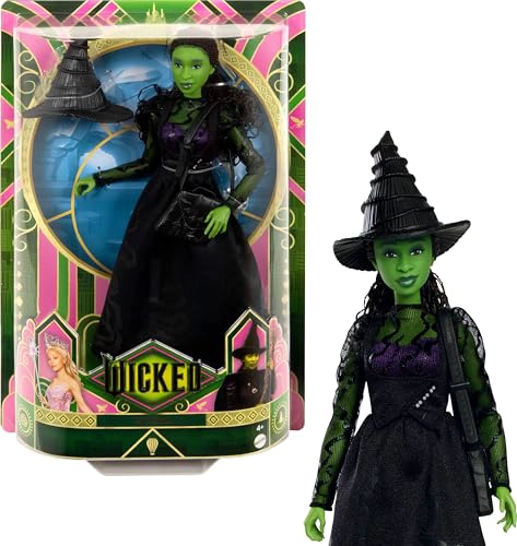 MATTEL UNIVERSAL WICKED ELPHABA MUÑECA DE MODA Y ACCESORIOS CON PIEL VERDE CABELLO NEGRO TRENZADO - 1
