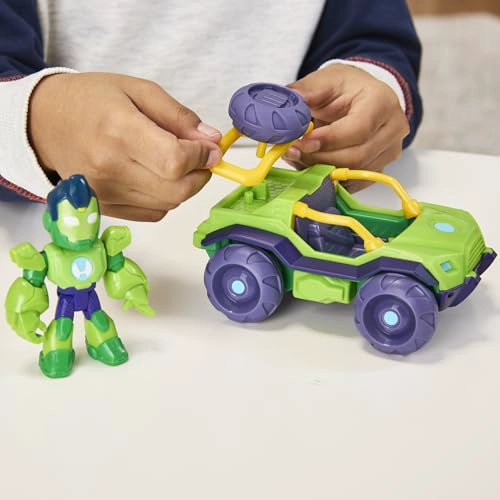 MARVEL IRON MAN Y SUS IMPRESIONANTES AMIGOS IRON HULK IRON RACER FIGURA DE ACCION Y VEHICULO - 5