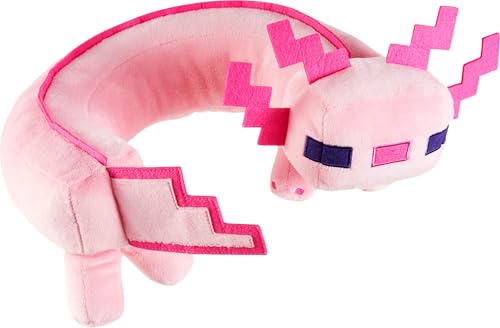 MATTEL MINECRAFT AXOLOTL ALMOHADA PARA EL CUELLO JUGUETE DE PELUCHE CON SONIDOS PARA VIAJES - 1