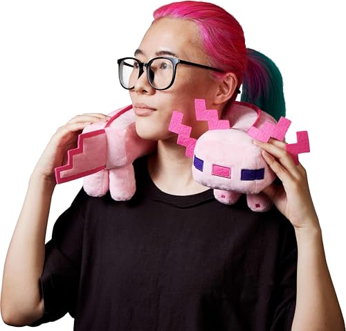 MATTEL MINECRAFT AXOLOTL ALMOHADA PARA EL CUELLO JUGUETE DE PELUCHE CON SONIDOS PARA VIAJES - 2