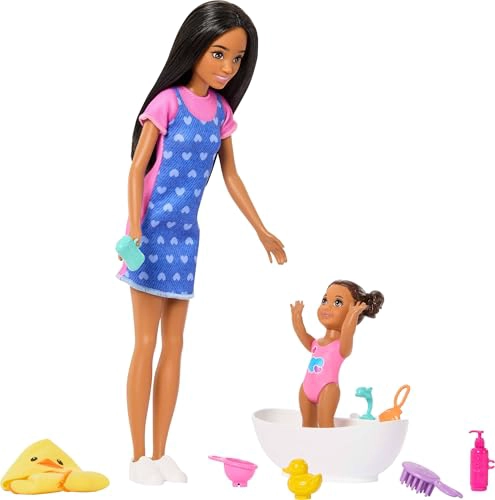 BARBIE SKIPPER BABYSITTERS INC SET DE JUEGO CON MUÑECA MORENA MUÑECA INFANTIL MORENA BAÑERA Y 6 - 3