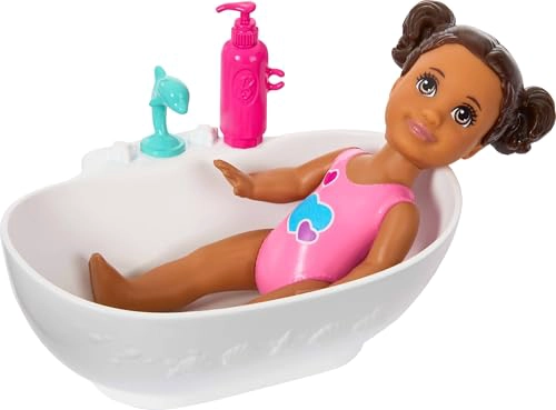 BARBIE SKIPPER BABYSITTERS INC SET DE JUEGO CON MUÑECA MORENA MUÑECA INFANTIL MORENA BAÑERA Y 6 - 4