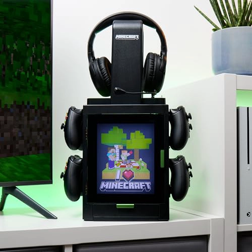 NUMSKULL OFFICIAL MINECRAFT LED LIGHT GAMING LOCKER CONTROLLER HOLDER HEADSET STAND FOR PS4PS5 XBOX - 6