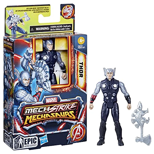 MARVEL MECASAURIOS DE ATAQUE MECANICOS FIGURA DE ACCION DE THOR DE 4 PULGADAS CON ACCESORIO DE ARMA - 5
