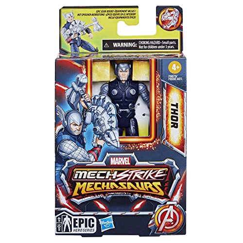 MARVEL MECASAURIOS DE ATAQUE MECANICOS FIGURA DE ACCION DE THOR DE 4 PULGADAS CON ACCESORIO DE ARMA - 6