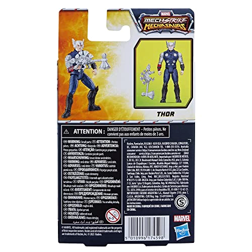 MARVEL MECASAURIOS DE ATAQUE MECANICOS FIGURA DE ACCION DE THOR DE 4 PULGADAS CON ACCESORIO DE ARMA - 7