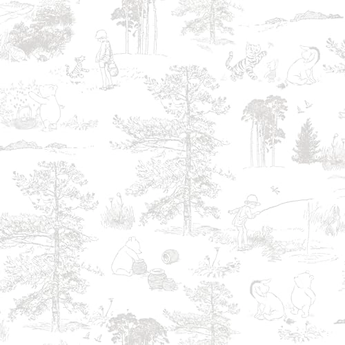 ROOMMATES DISNEY WINNIE THE POOH RMK12623RL PAPEL TAPIZ PARA DESPEGAR Y PEGAR COLOR GRIS - 1