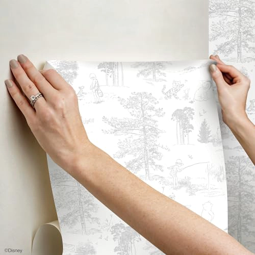 ROOMMATES DISNEY WINNIE THE POOH RMK12623RL PAPEL TAPIZ PARA DESPEGAR Y PEGAR COLOR GRIS - 6