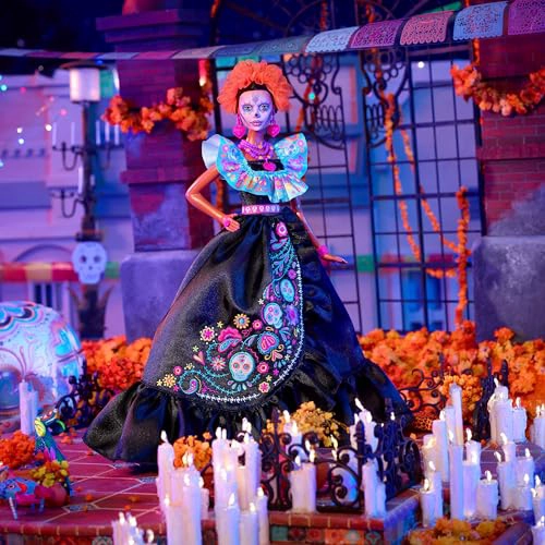 MUÑECA BARBIE SIGNATURE COLECCION DE 2024 DIA DE MUERTOS EN VESTIDO NEGRO CON PARTE SUPERIOR - 2