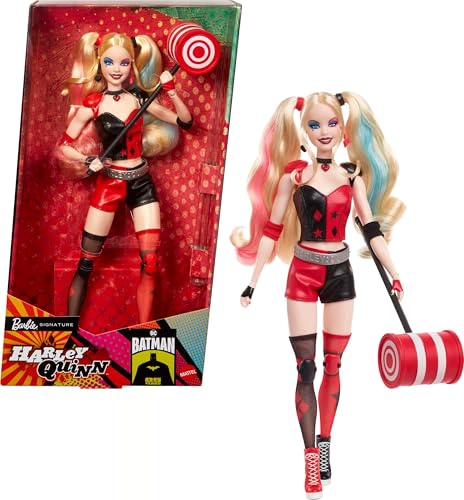 BARBIE MUÑECA COLECCIONISTA HARLEY QUINN SIGNATURE CON CUERPO POSABLE ATUENDO ICONICO Y ACCESORIO - 1