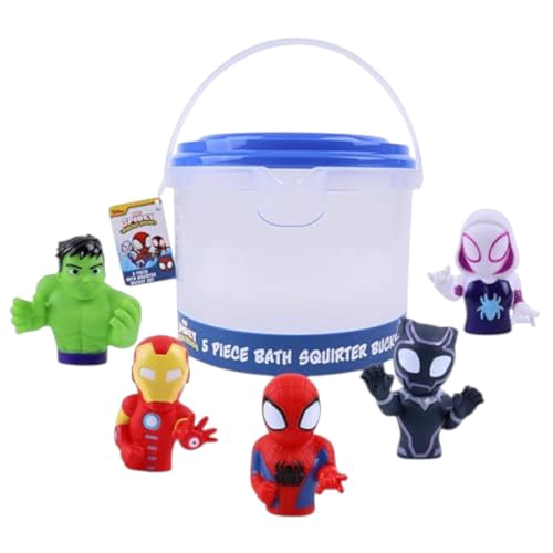 MARVEL SPIDEY Y AMIGOS PLUS AVENGERS SET DE 5 PIEZAS DE JUGUETES DE BAÑO CON REGADERAS JUGUETES - 1