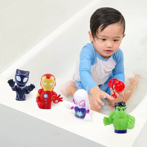 MARVEL SPIDEY Y AMIGOS PLUS AVENGERS SET DE 5 PIEZAS DE JUGUETES DE BAÑO CON REGADERAS JUGUETES - 4