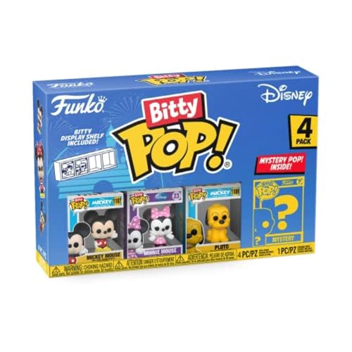 FUNKO BITTY POP DISNEY MICKEY PAQUETE DE 4 MICKEY MOUSE MINNIE MOUSE VESTIDO ROSA PLUTO Y UNA MINI - 1
