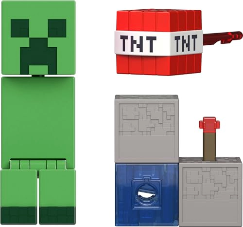 MATTEL MINECRAFT TOYS FIGURA DE ACCION DE CREEPER CON ACCESORIO Y PIEZA DE CONSTRUCCION REDSTONE - 3