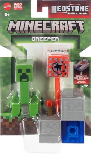 MATTEL MINECRAFT TOYS FIGURA DE ACCION DE CREEPER CON ACCESORIO Y PIEZA DE CONSTRUCCION REDSTONE - 6