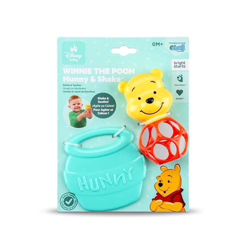 BRIGHT STARTS DISNEY BABY WINNIE THE POOH HUNNY SHAKE SONAJERO Y MORDEDOR JUGUETE PARA COCHECITO - 1