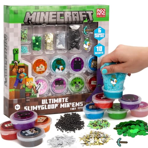 MINECRAFT ULTIMATE SLIMYGLOOP MIXEMS KIT DE LIMO 10 LIMOS PERFUMADOS CON MEZCLAS NUBE Y SLIME - 1