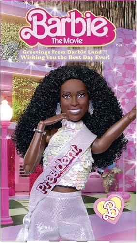 BARBIE MUÑECA COLECCIONABLE THE MOVIE PRESIDENT ISSA RAE COMO PRESIDENTE CON BLUSA BLANCA BRILLANTE - 6