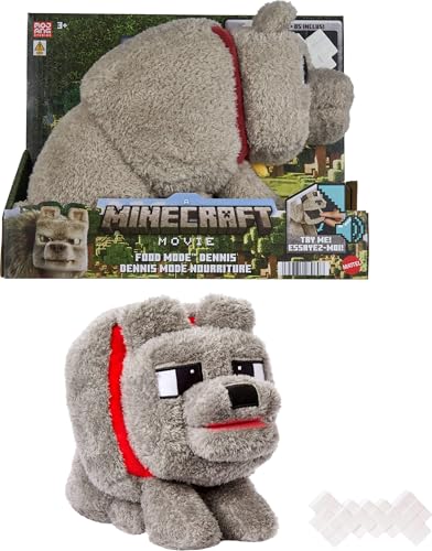 MATTEL MINECRAFT DENNIS EL LOBO DE PELUCHE CON ACCION DE ALIMENTACION Y SONIDO ANIMAL DE PELUCHE - 1