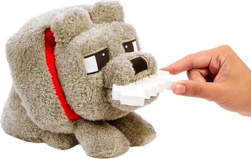 MATTEL MINECRAFT DENNIS EL LOBO DE PELUCHE CON ACCION DE ALIMENTACION Y SONIDO ANIMAL DE PELUCHE - 3