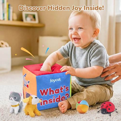 JOYCAT JUGUETES PARA BEBE S DE 6 A 12 MESES CAJA MISTERIOSA DE TELA SUAVE CON 10 OBJETOS SENSORIALES - 6