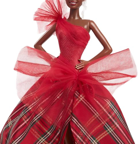 MUÑECA BARBIE SIGNATURE MUÑECA DE MODA FESTIVA DE 2024 CON CABELLO CASTAÑO USANDO VESTIDO A CUADROS - 3