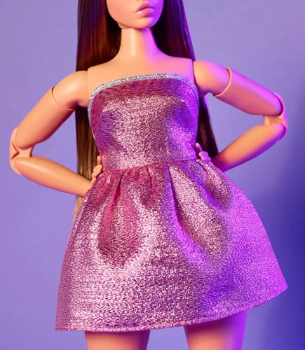 MUÑECA BARBIE LOOKS COLECCION NO 24 CON CABELLO CASTAÑO Y MODA MODERNA Y2K VESTIDO ROSA SIN - 4