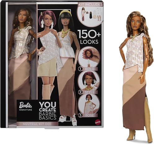 BARBIE BASICS YOU CREATE NEUTRAL KIT 001 CON MUÑECA DE MODA PERSONALIZABLE ROPA Y ACCESORIOS - 1